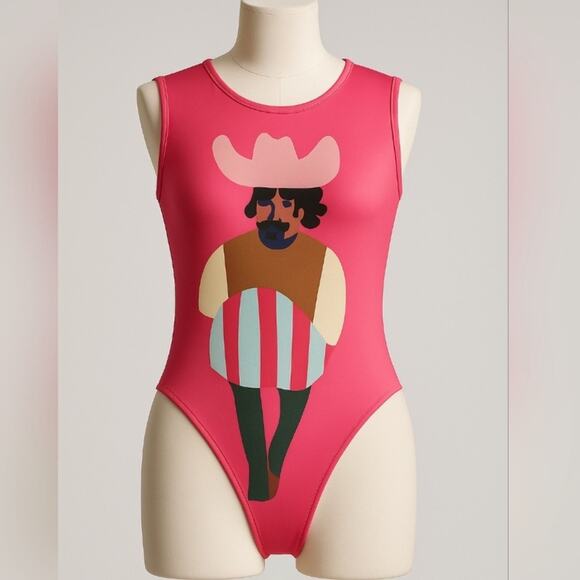 Zara Justine Franco Print Hot Pink Bodysuit Top NWT
Small - Picture 2 of 12